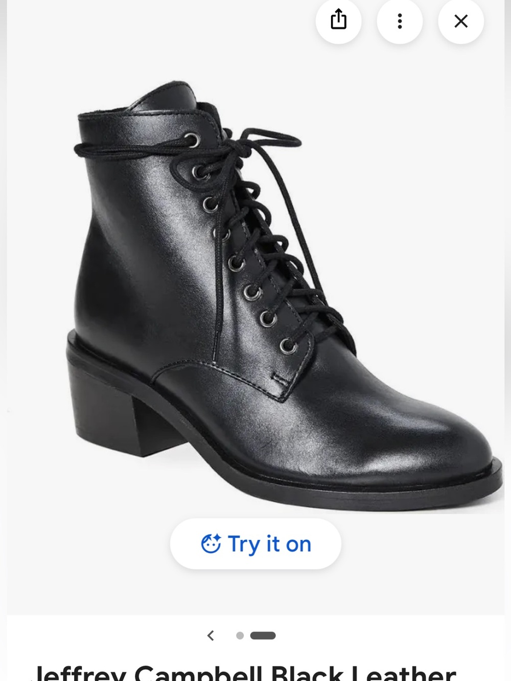 Jeffrey Campbell Black Leather Lace-Up Block Heel Boots w/Box